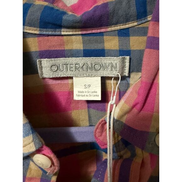 Outerknown Mens Small Plaid Shirt NWT Short Sleeve Organic Cotton Eco Button-Up - Picture 5 of 6